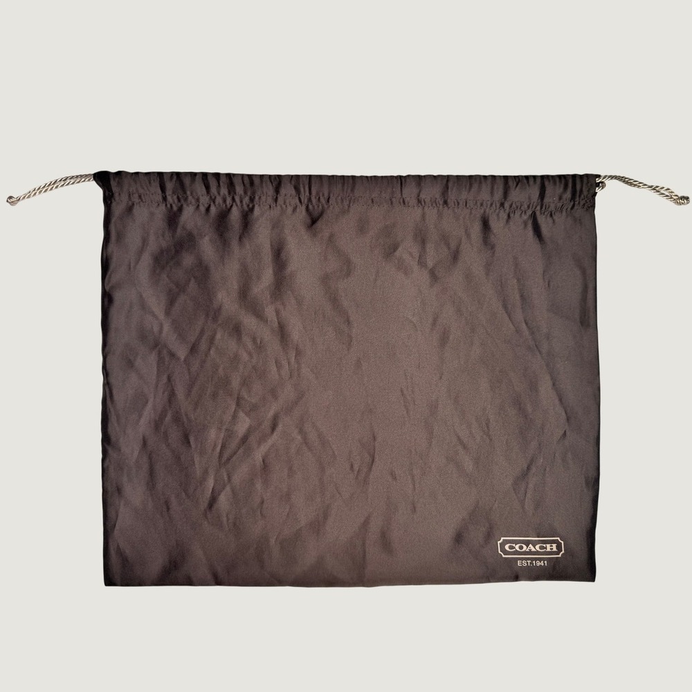 Coach Est. 1941 Large Dark Brown Satin Drawstring Handbag Dust Bag Storage 16x13